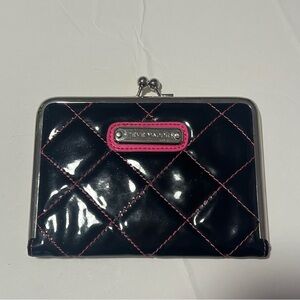Steve Madden Black and Pink Quilted Wallet